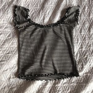 Brandy melville off the shoulder striped shirt